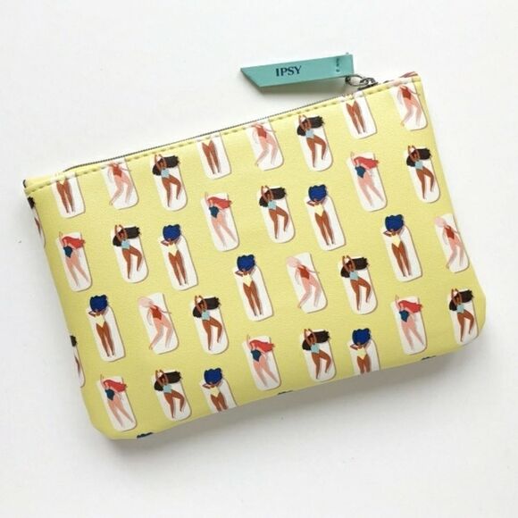 IPSY Beach Making Waves Yellow Glam Cosmetics Bag - Picture 1 of 5